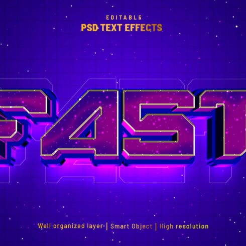 Fast 3D editable text effect PSDcover image.