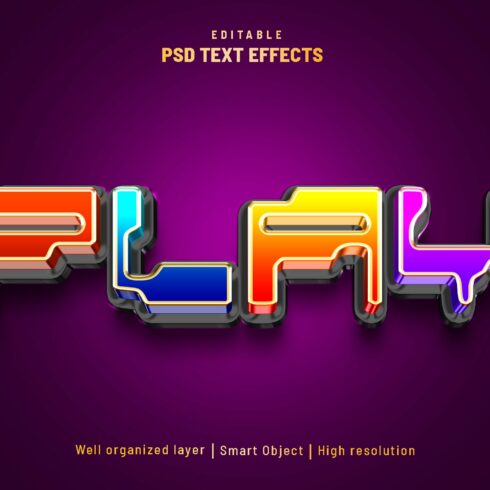 Play game editable text effect PSDcover image.