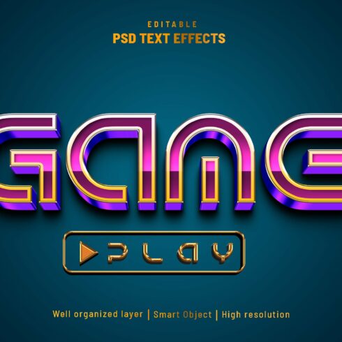 3D Game play editable text effectcover image.