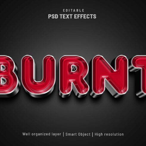 Burnt editable text effect PSDcover image.