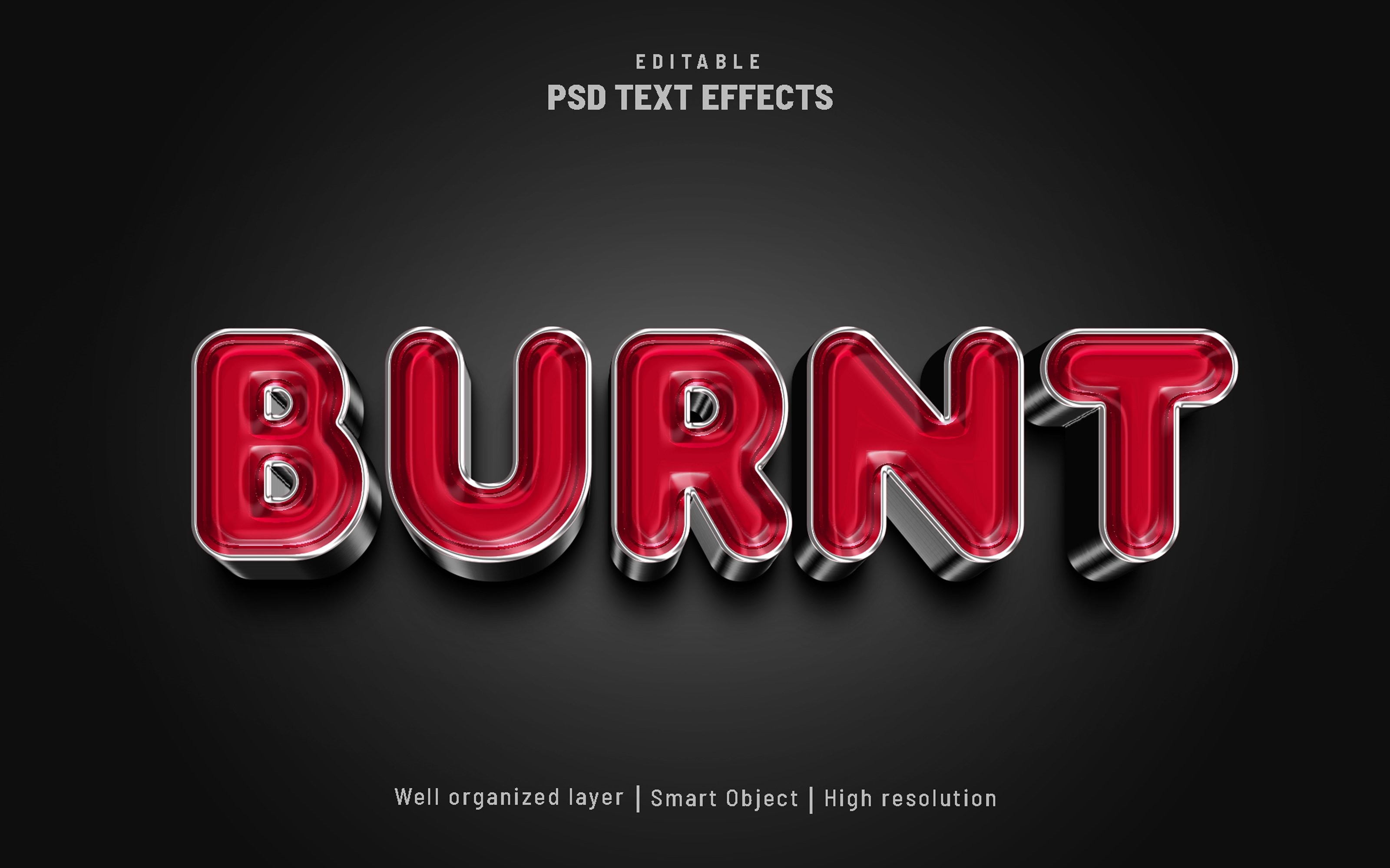 Burnt editable text effect PSDcover image.