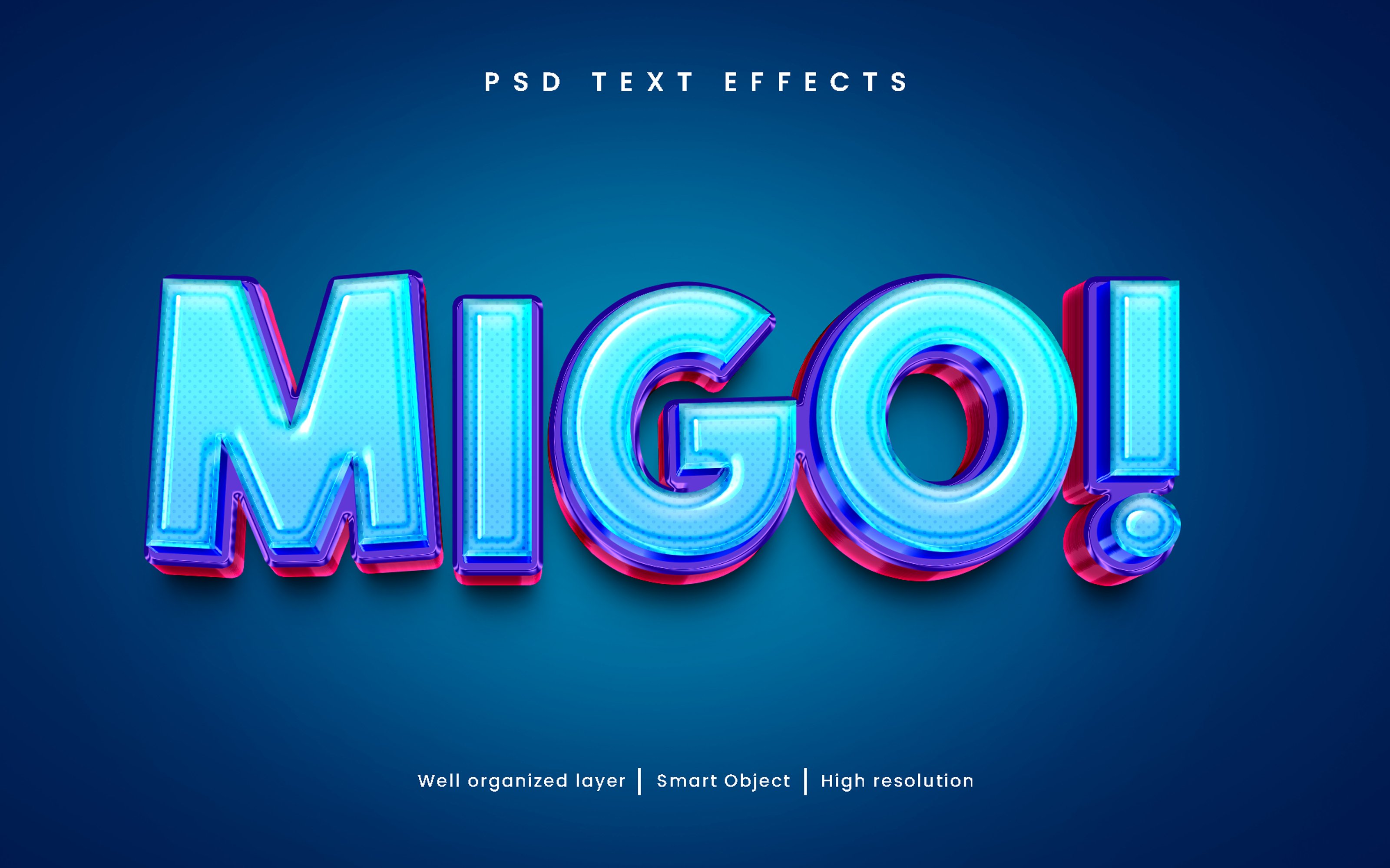 3D Style Migo editable text effectcover image.