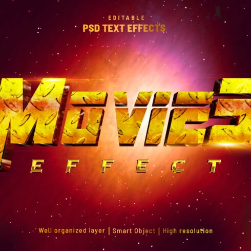 Movies editable text effect PSDcover image.