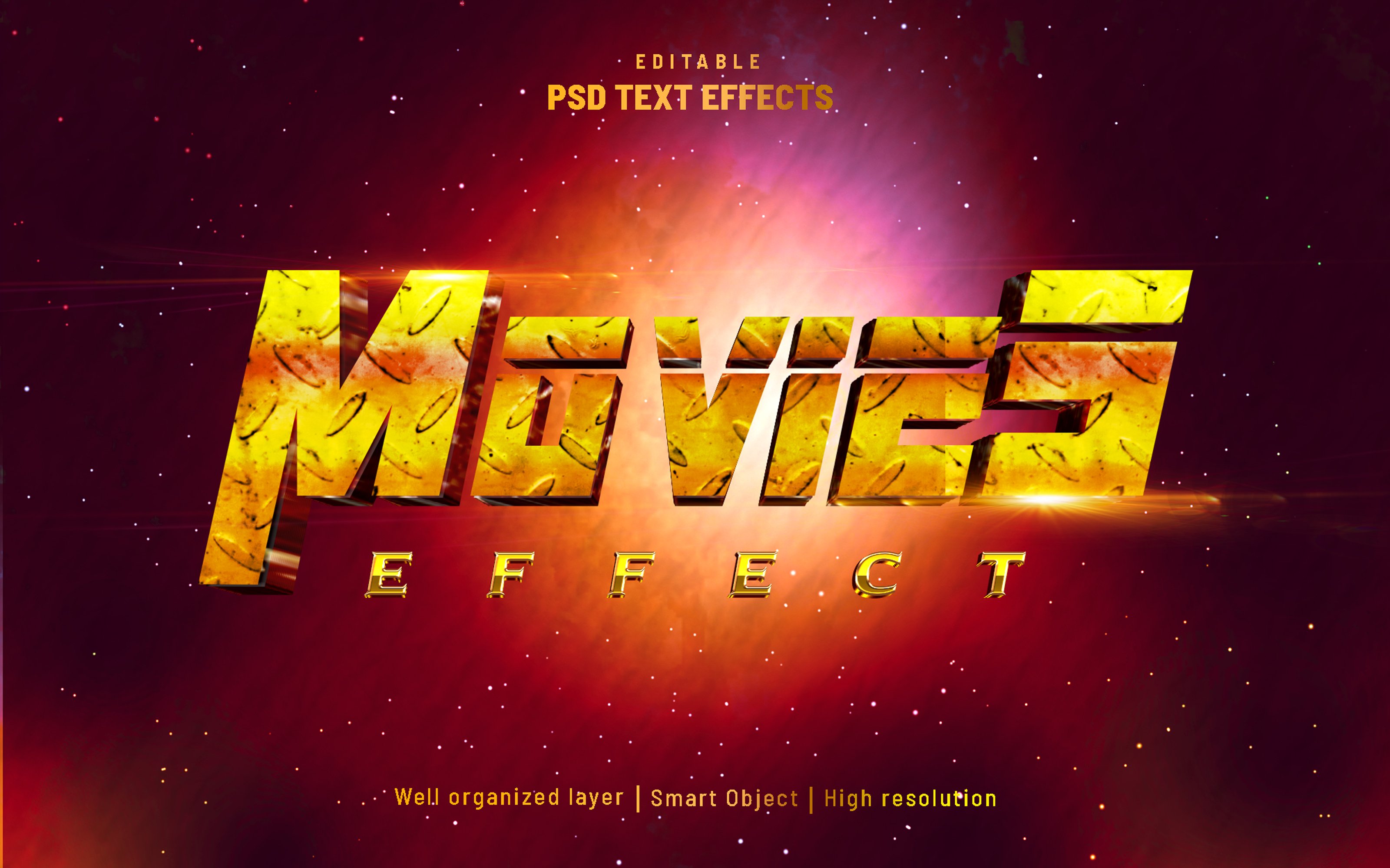 Movies editable text effect PSDcover image.