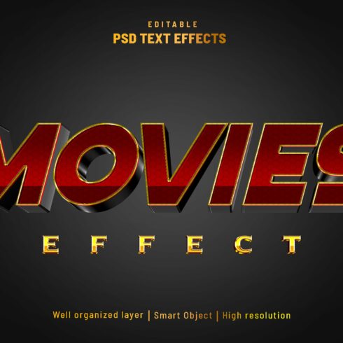 Movies editable text effect PSDcover image.