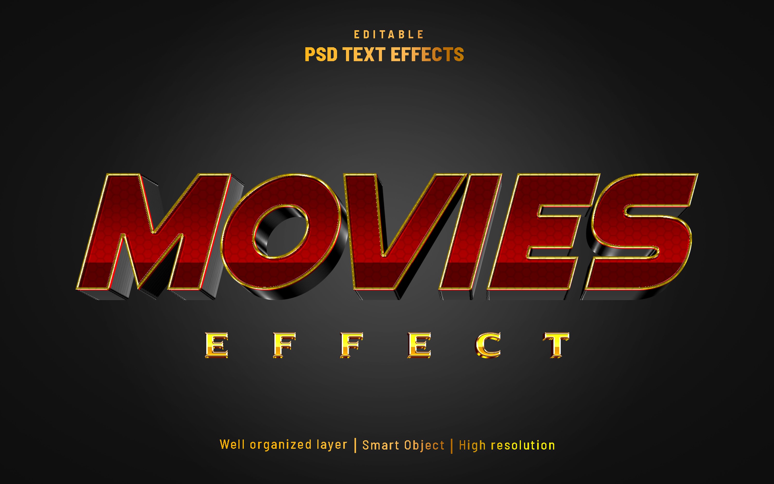 Movies editable text effect PSDcover image.