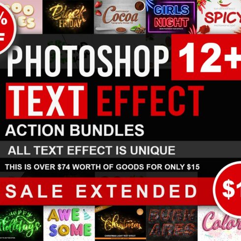 Text Effect Photoshop Action Bundlecover image.