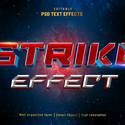 Strike editable text effect PSDcover image.