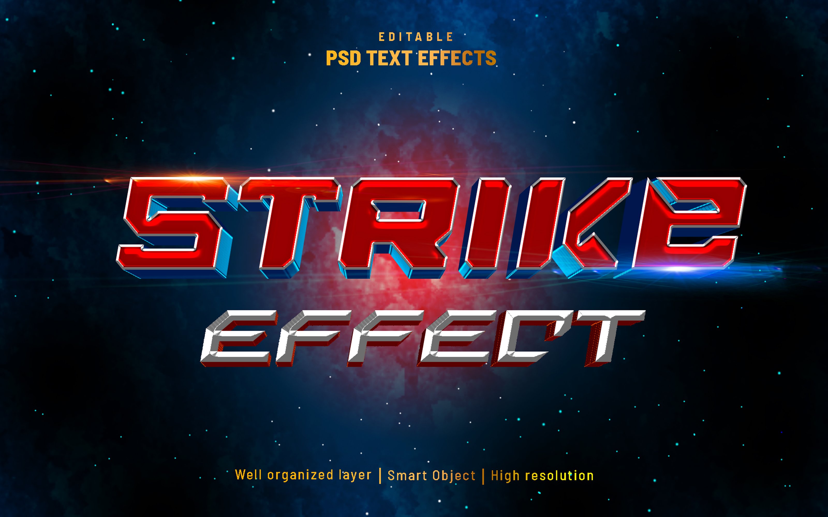 Strike editable text effect PSDcover image.