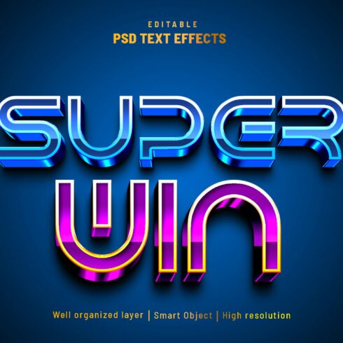 Super win editable text effect PSDcover image.
