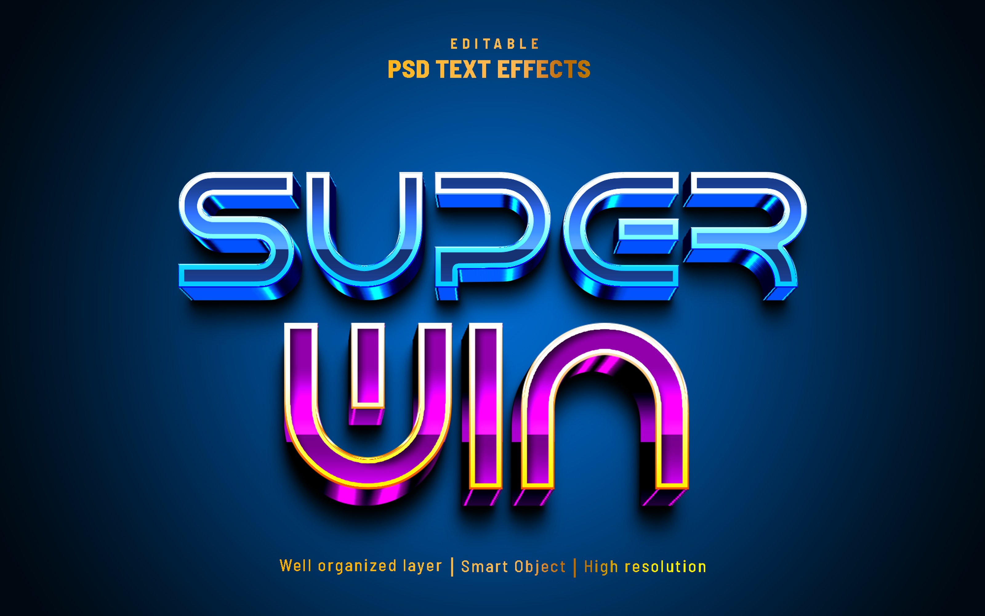 Super win editable text effect PSDcover image.