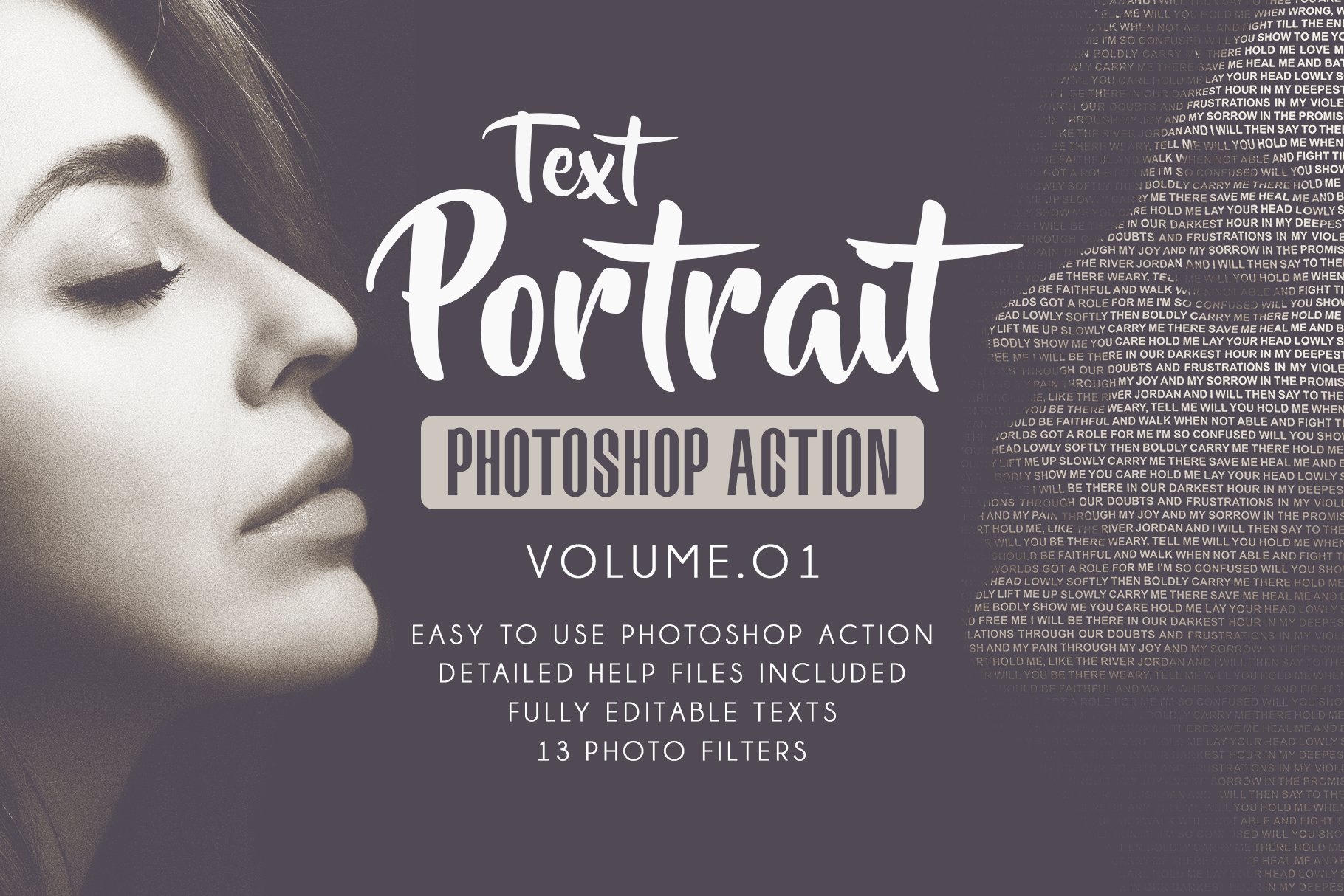 Text Portrait Photoshop Actionscover image.