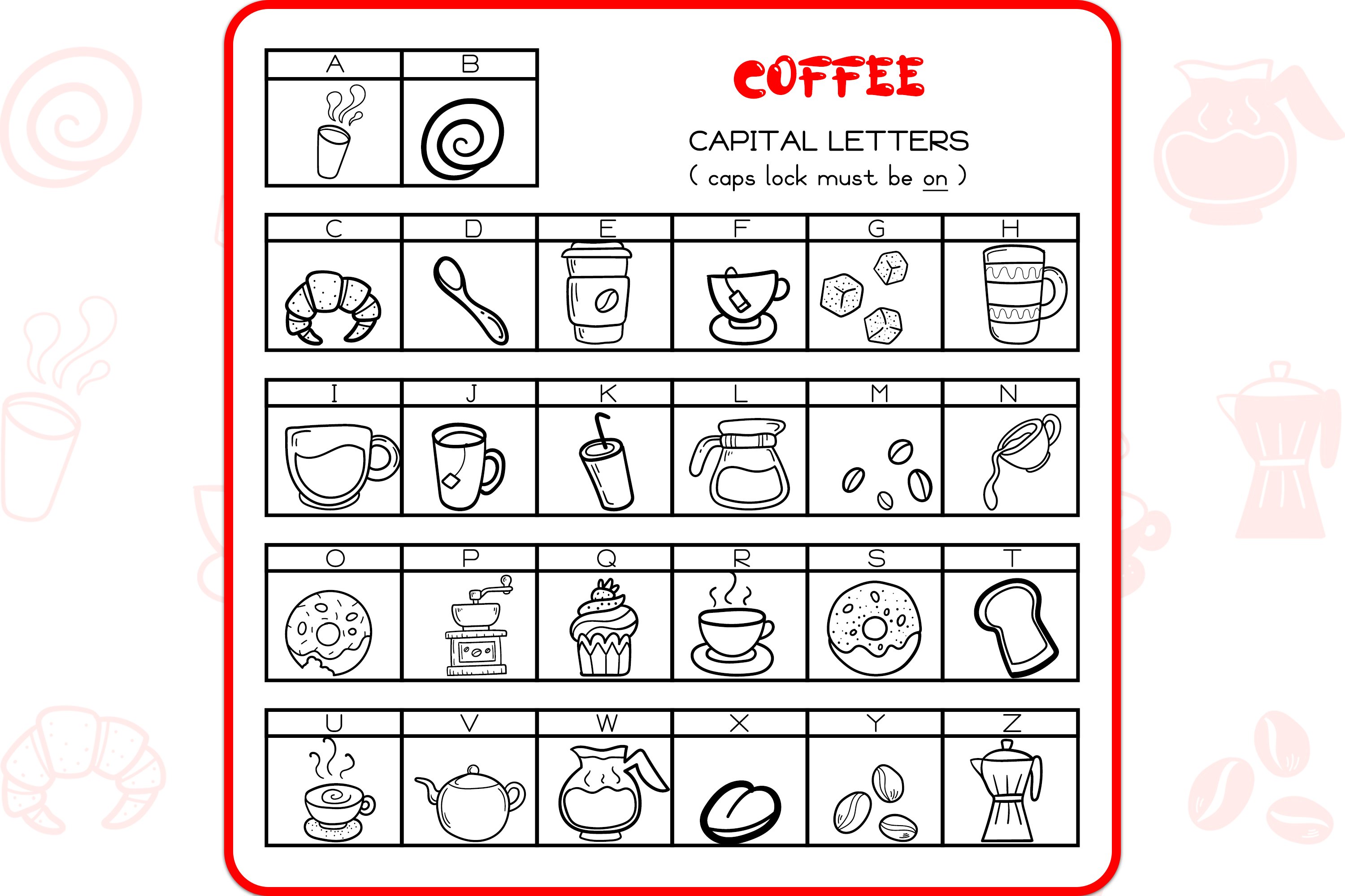 Coffee Doodles - Dingbats Font preview image.