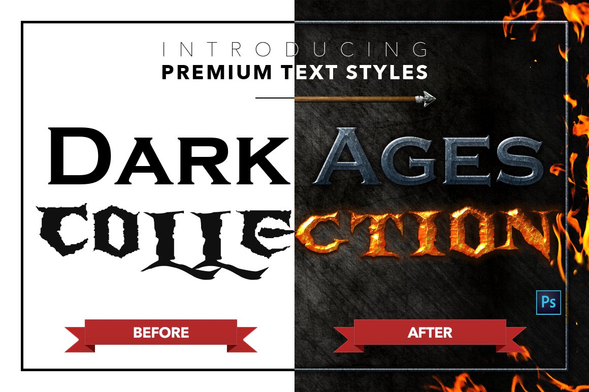 the dark ages text styles pack one before after 949