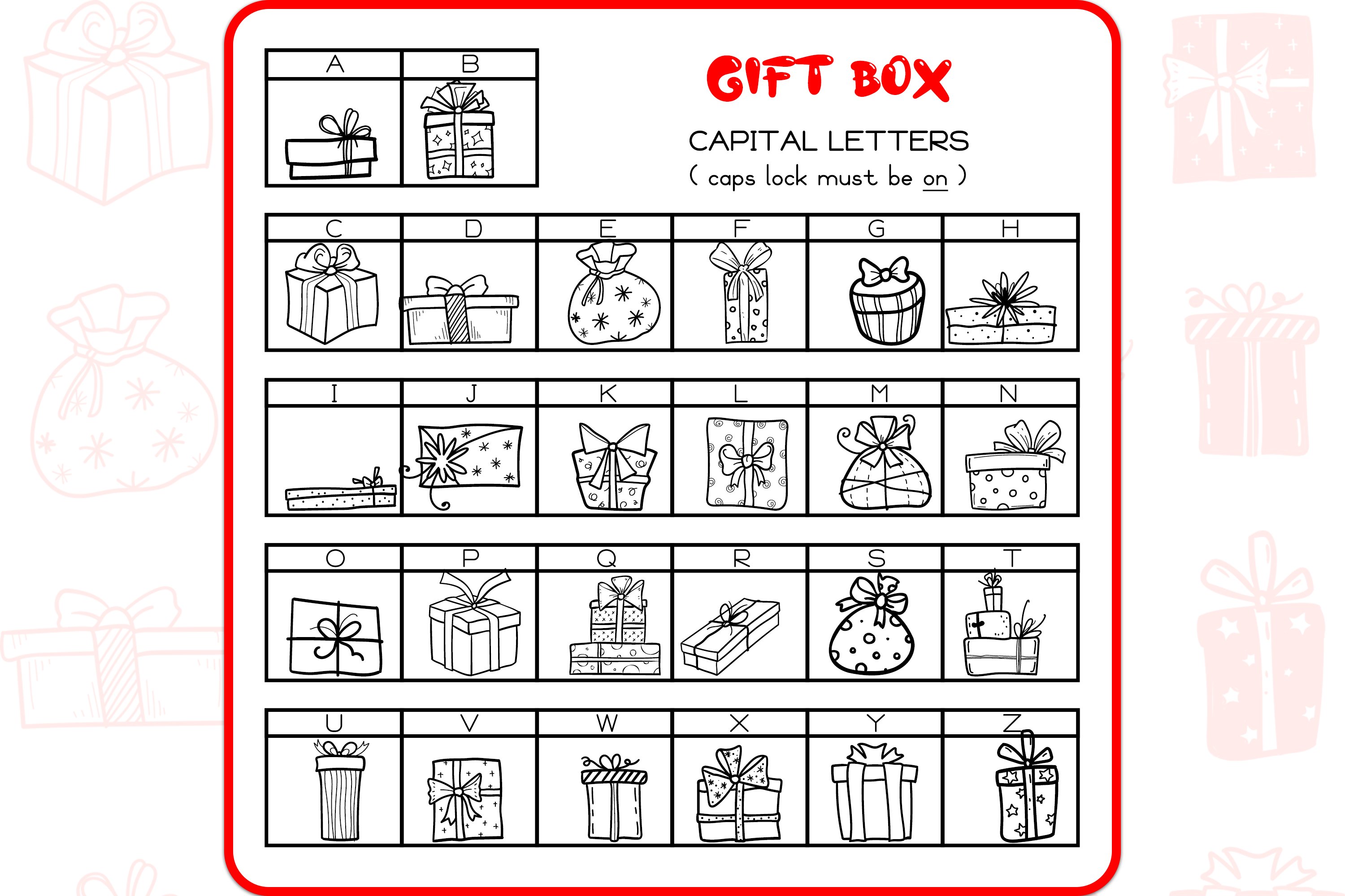 Gift Box Doodles - Dingbats Font preview image.