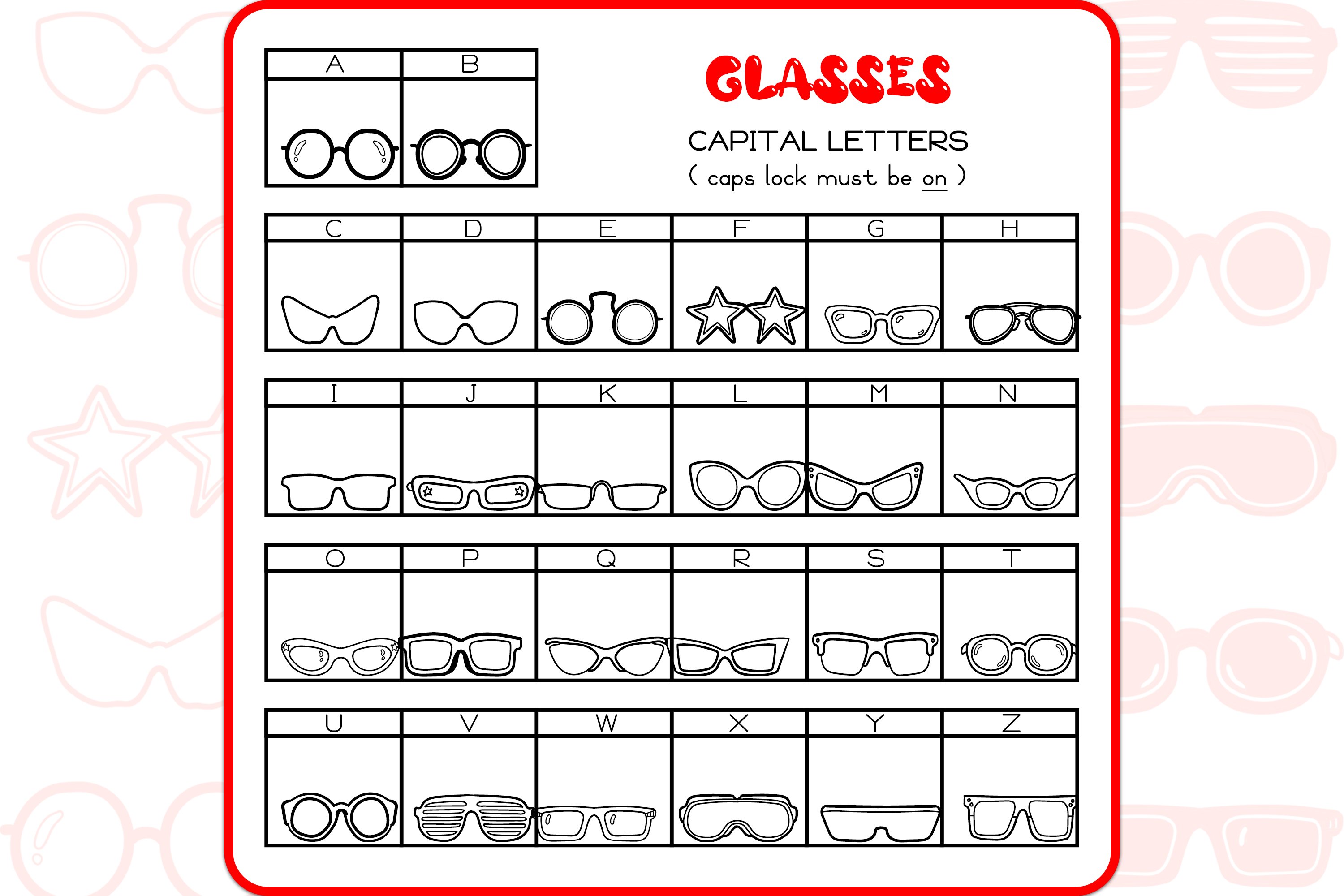 Glasses Doodles - Dingbats Font preview image.