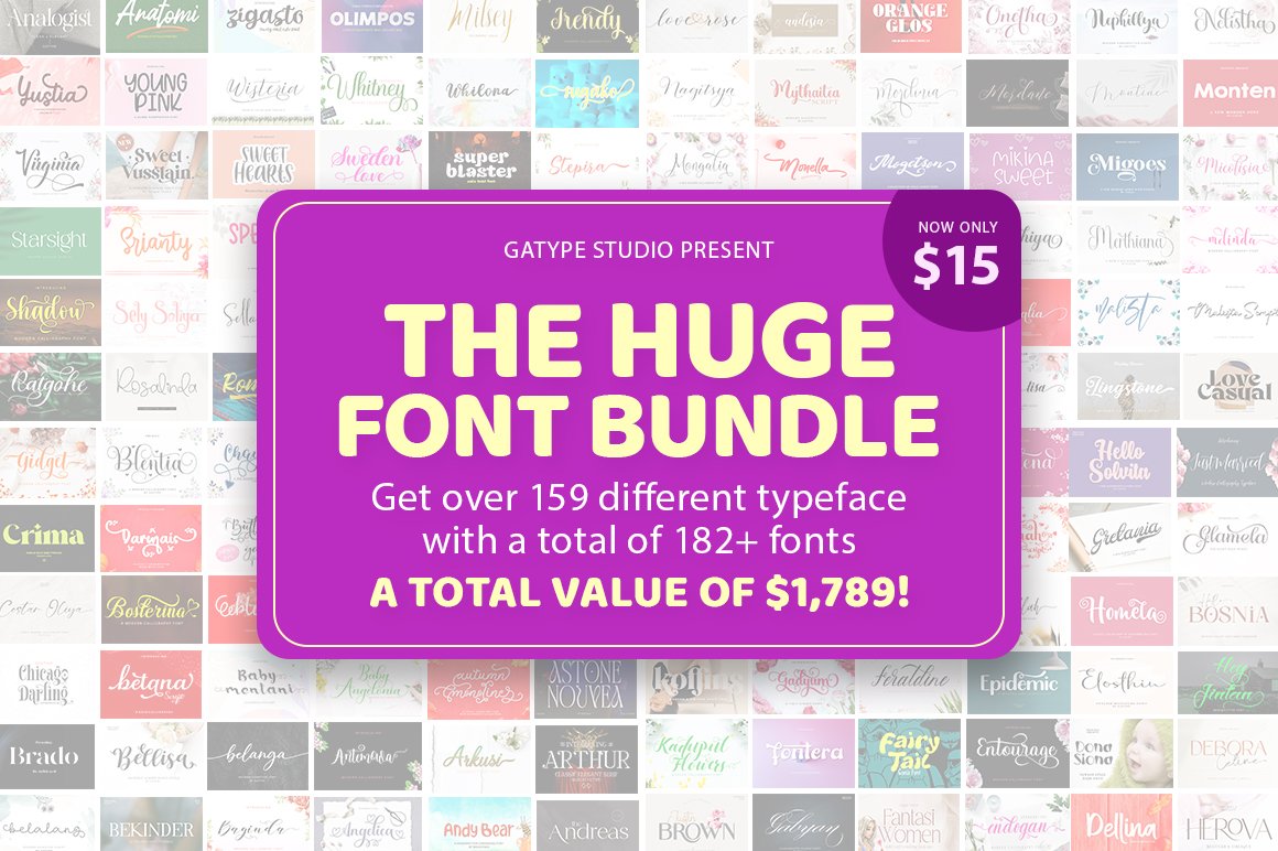 The Huge Font Bundle cover image.