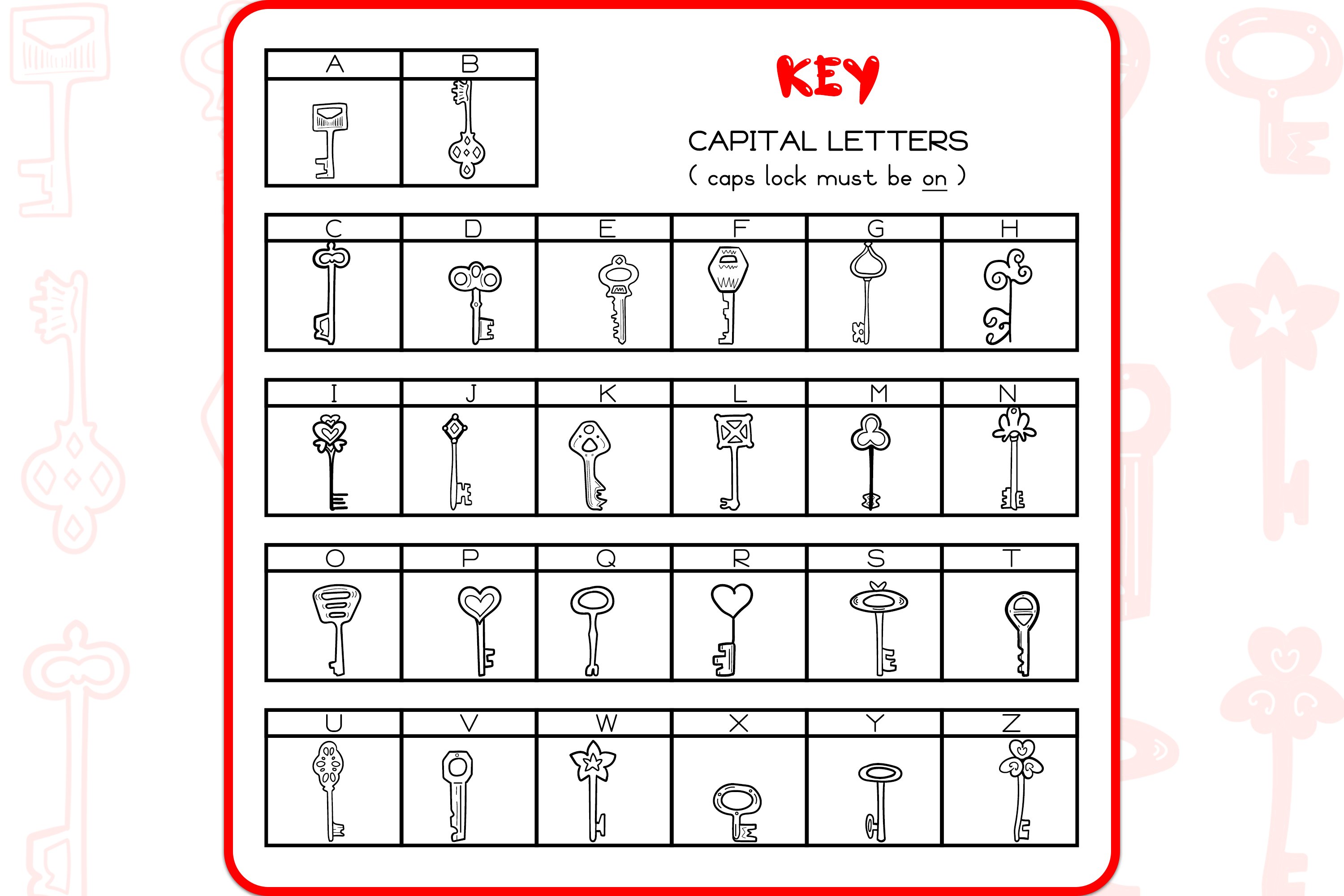 Key Doodles - Dingbats Font preview image.