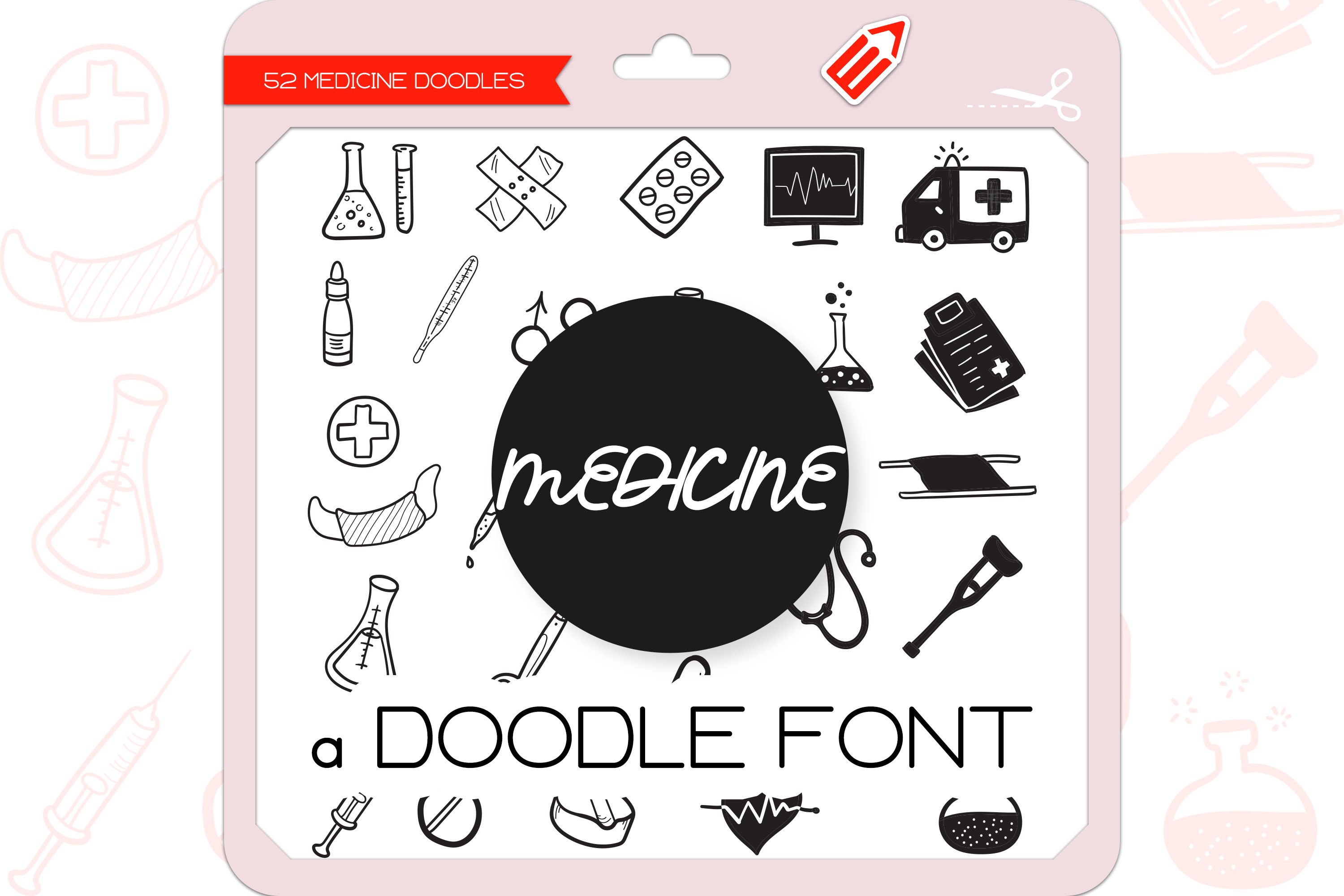 Medicine Doodles - Dingbats Font cover image.