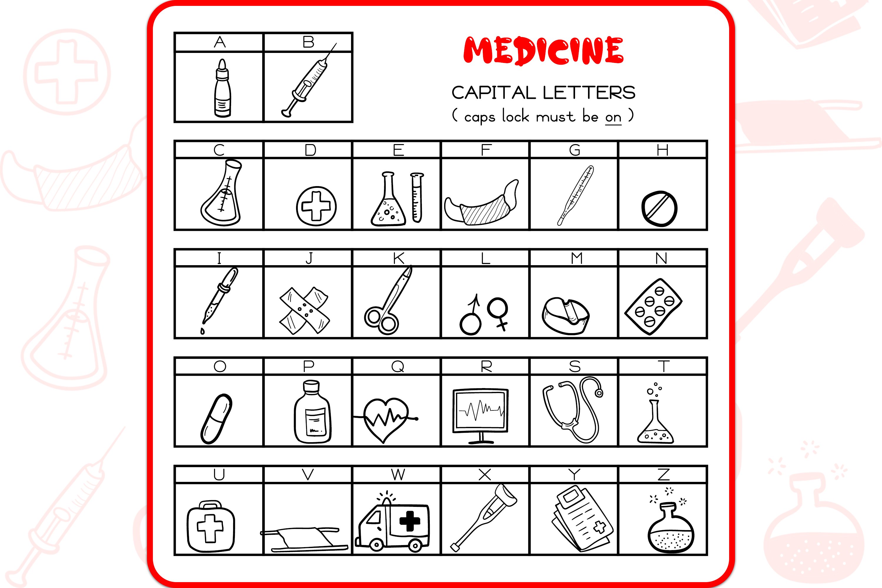 Medicine Doodles - Dingbats Font preview image.