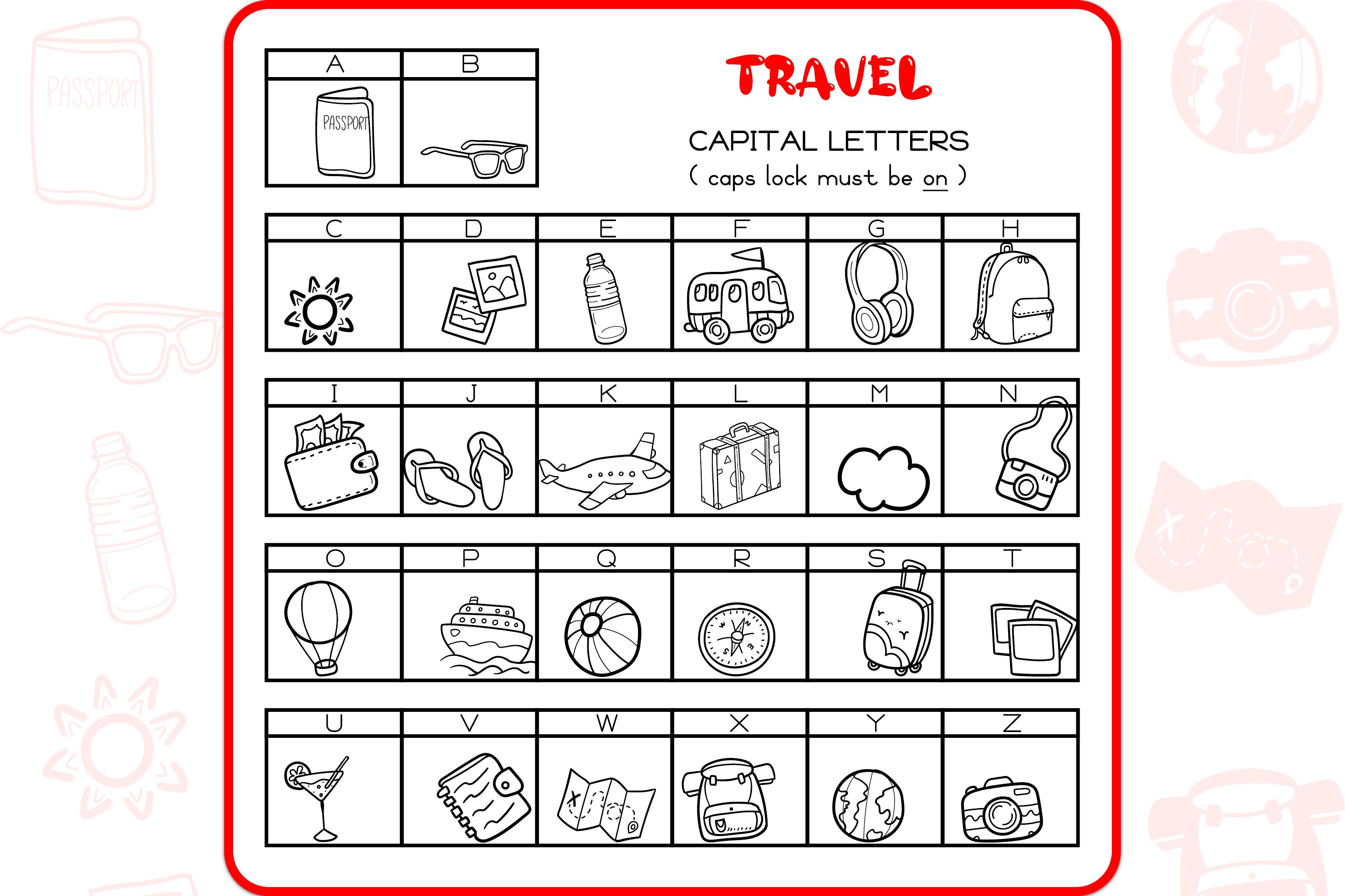 Travel Doodles - Dingbats Font preview image.