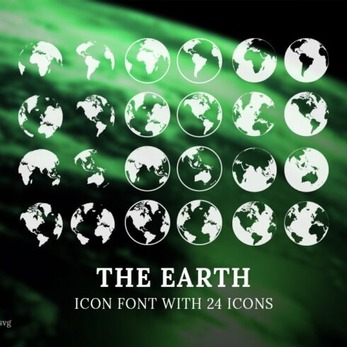 The Earth - Icon font with 24 icons cover image.