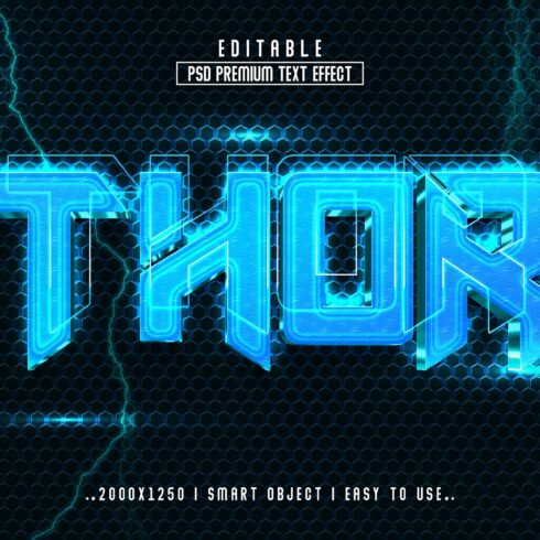 Thor 3D Editable Text Effect stylecover image.