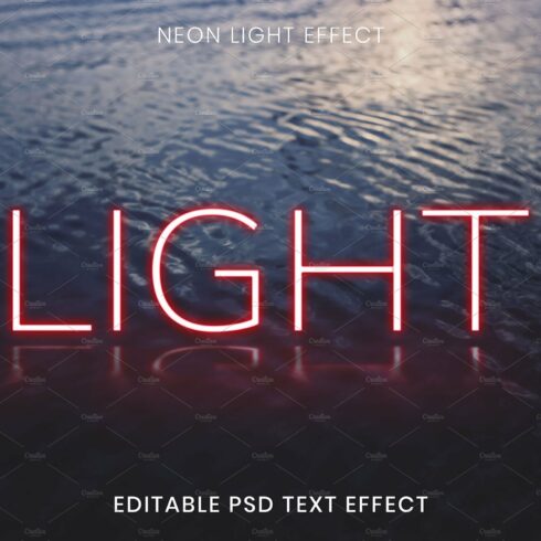 LIGHT red neon word editable textcover image.