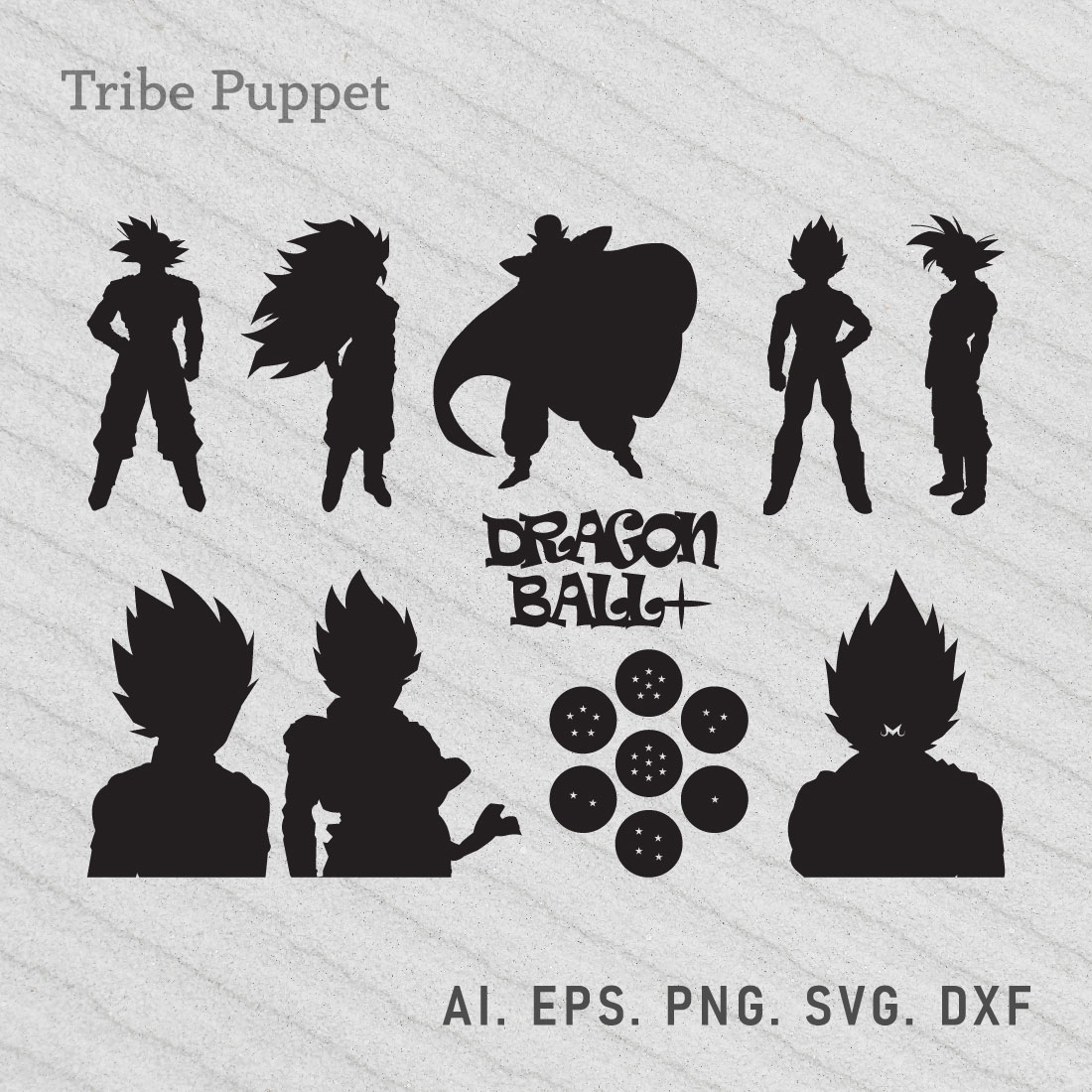 The silhouettes of dragon ball characters.