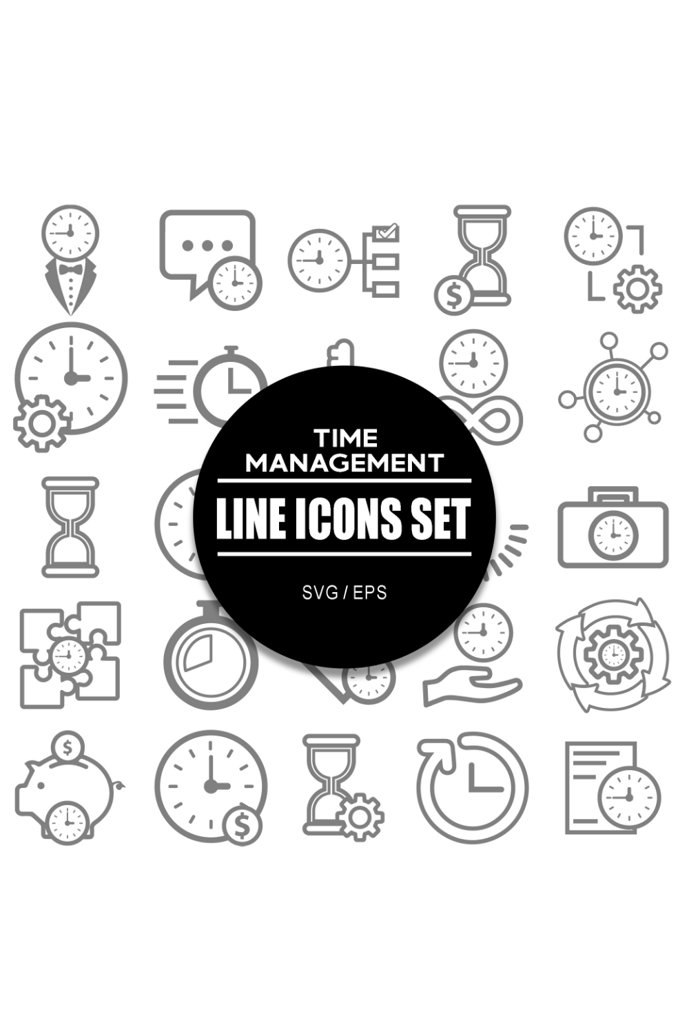 Time Management Icon Set pinterest preview image.