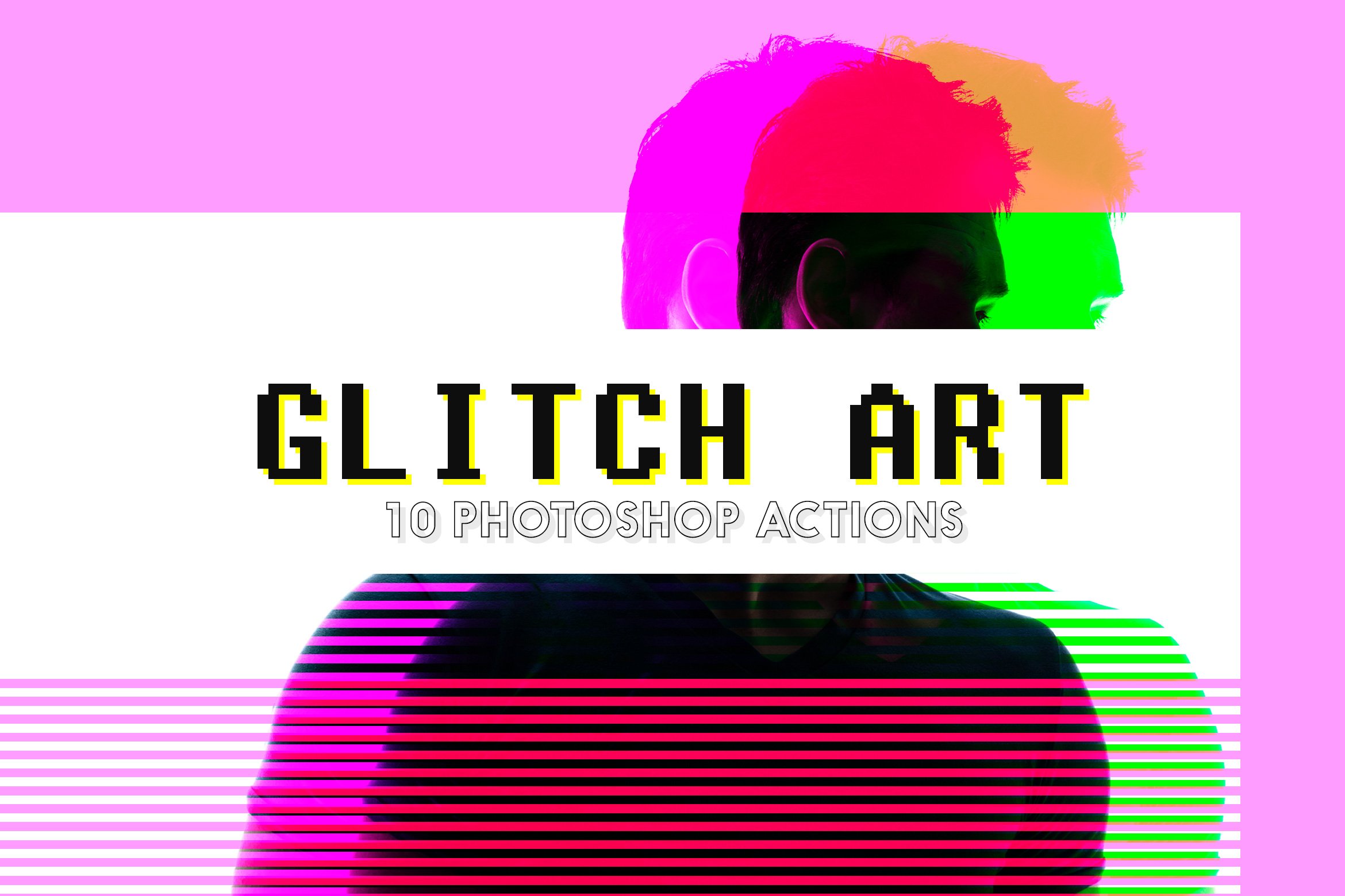 10 Glitch Art Photoshop Actionscover image.