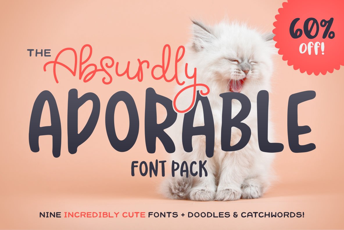 The Absurdly Adorable Font Pack cover image.