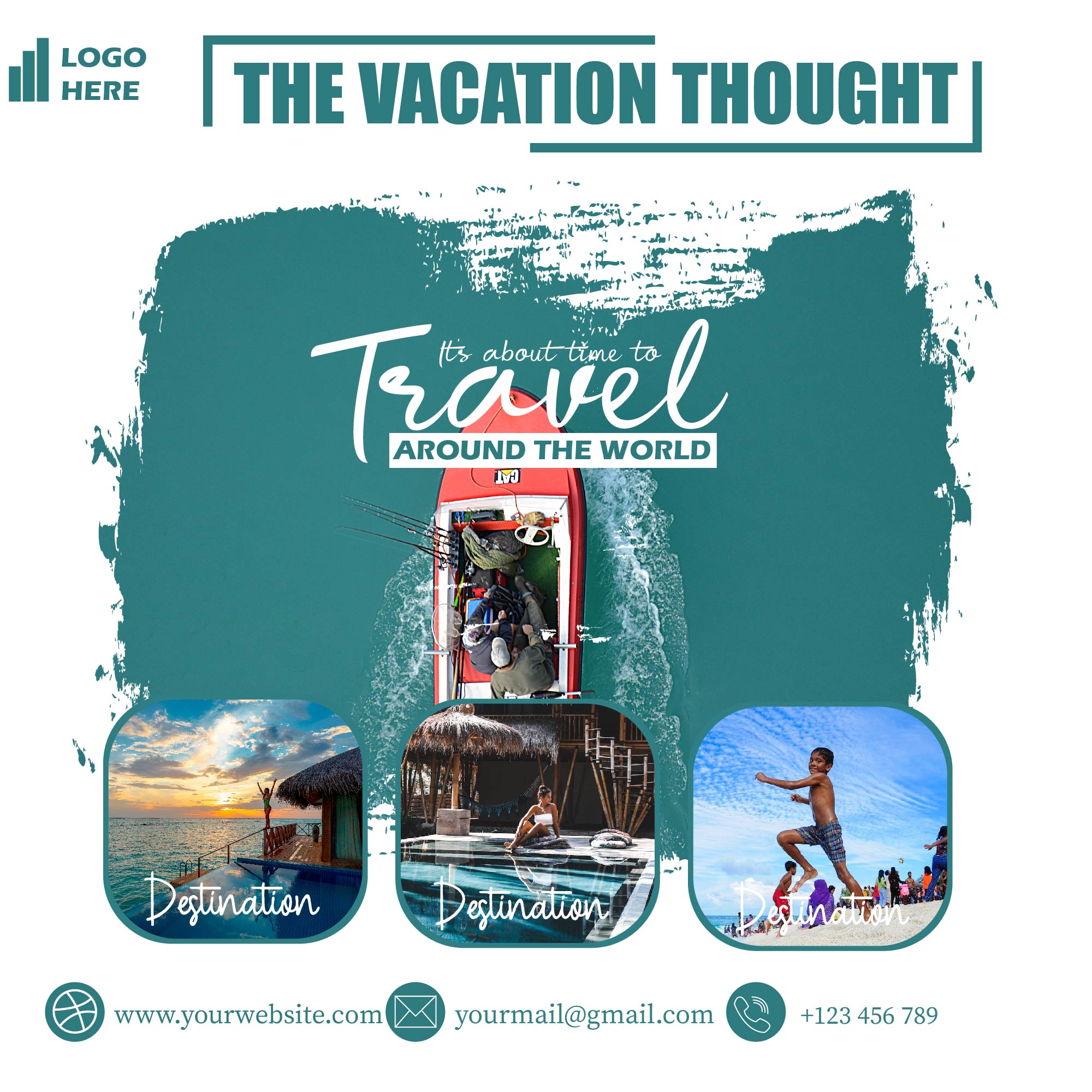 Social media travel flyer templates preview image.