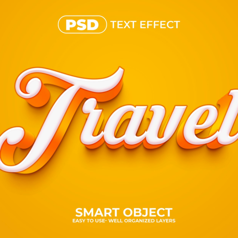 Travel 3d text effect main image.