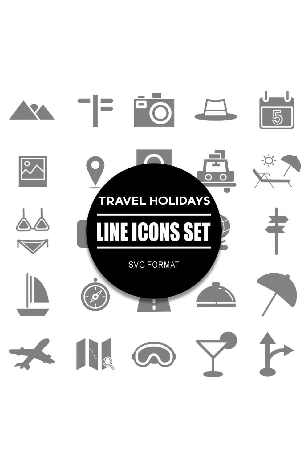 Travel Holidays Icon Set pinterest preview image.