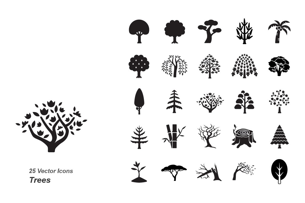 Collection of 25 tree icons.