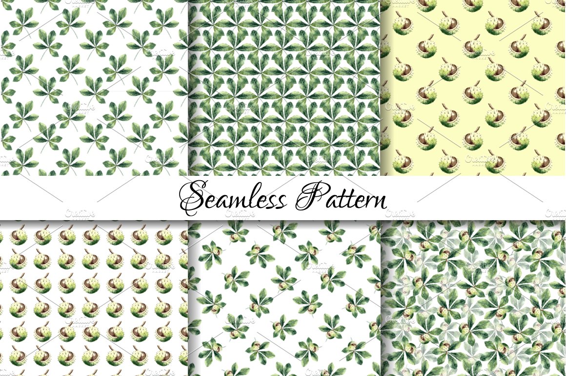 Set of four seamless patterns with leaves.