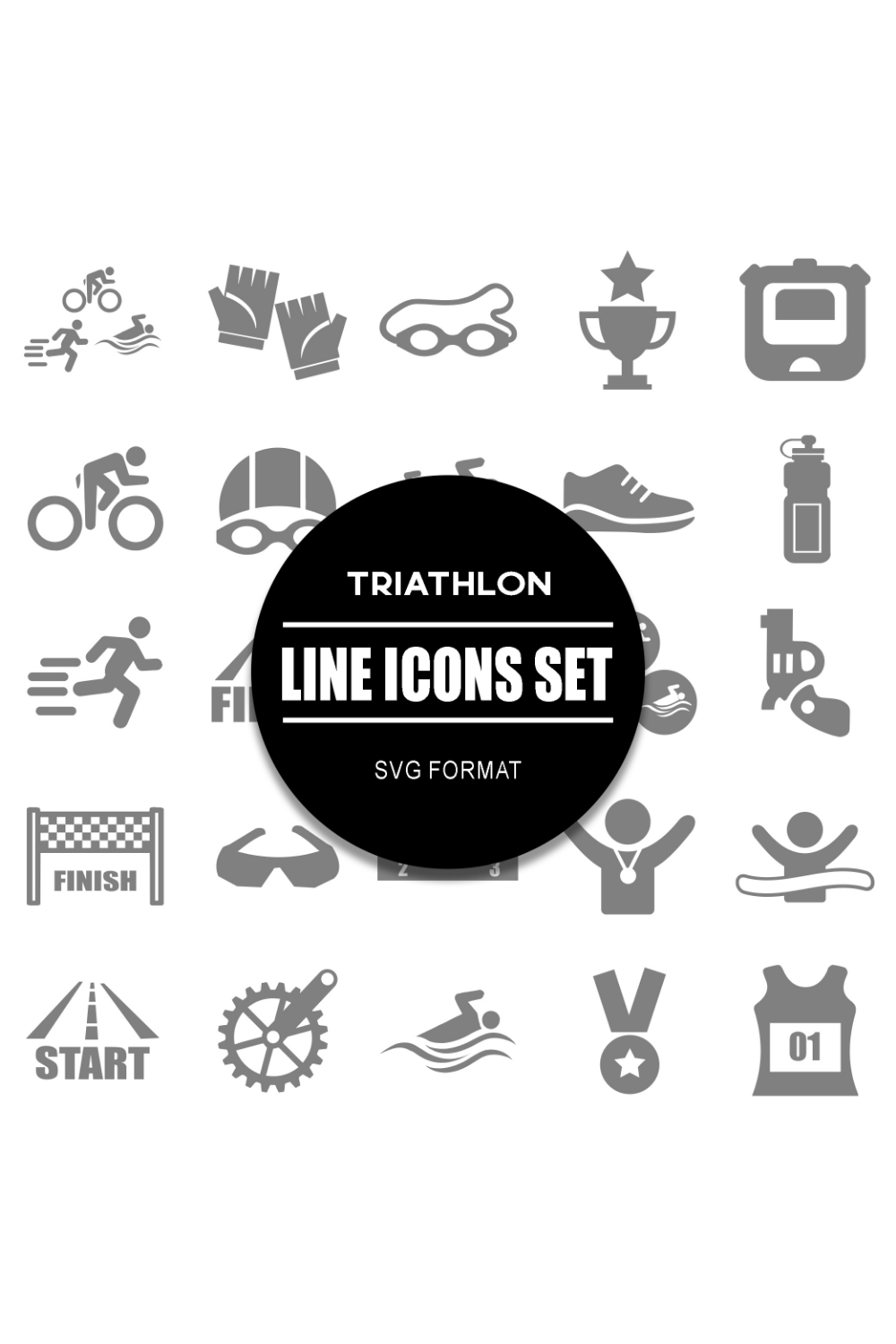 Triathlon Icon Set pinterest preview image.