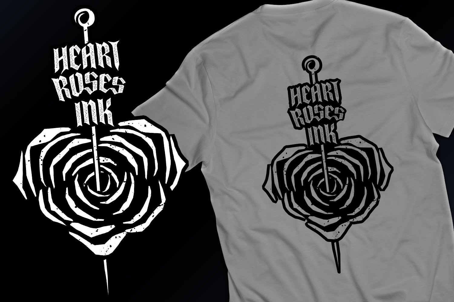 tshirt cattedrale white heart roses ink 610