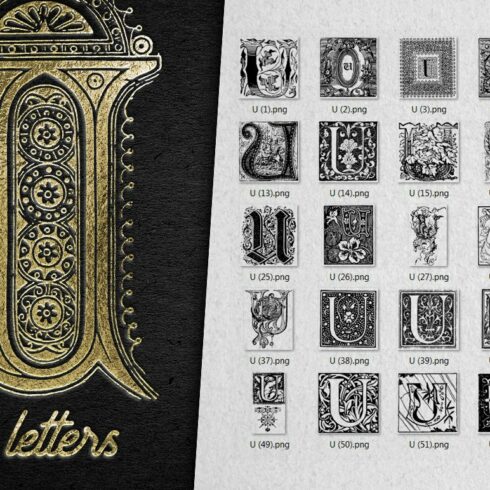 Vintage Letter U Vector And PNG cover image.