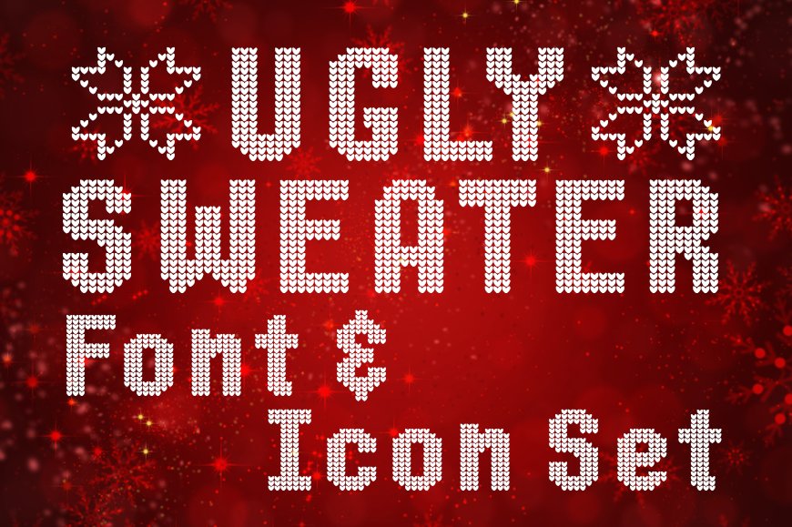 Ugly Sweater Font & Icon Set cover image.