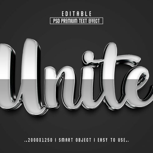 Unite 3D Editable Text Effect stylecover image.