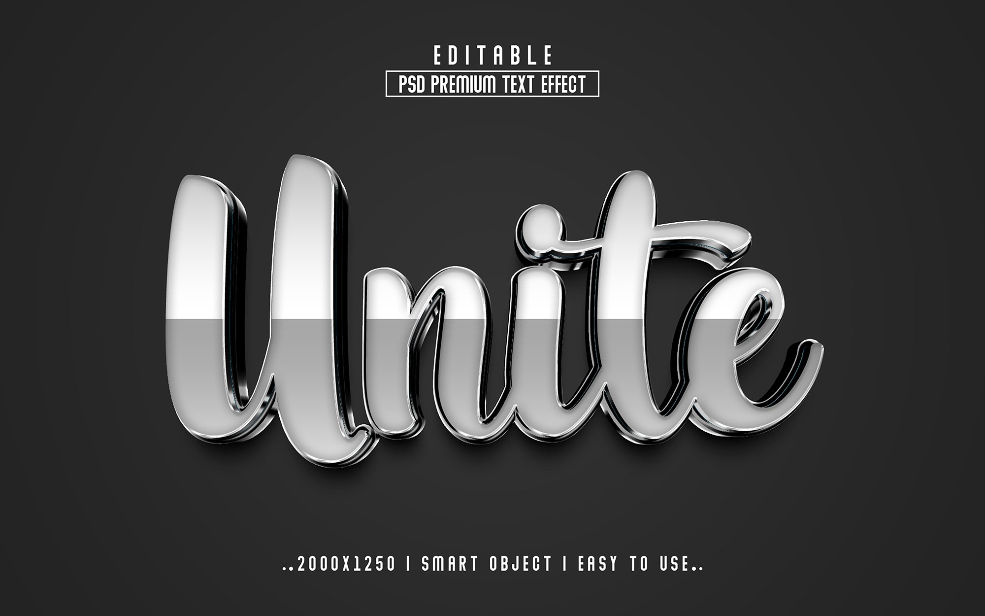 Unite 3D Editable Text Effect stylecover image.