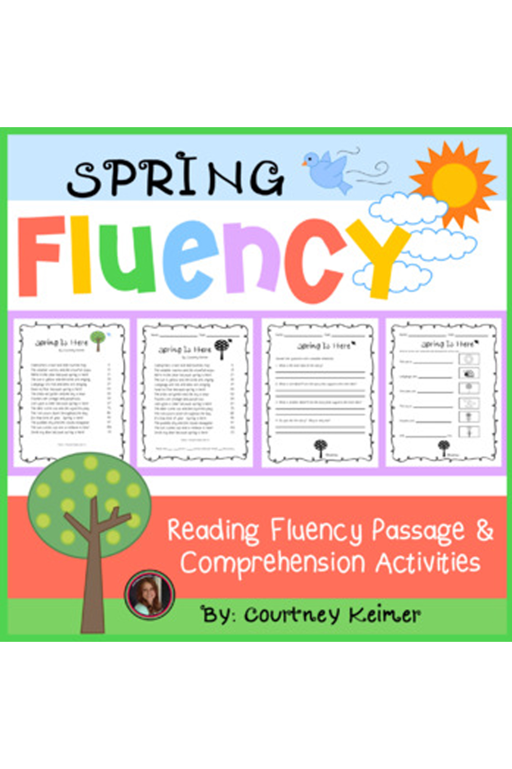 Spring Is Here Fluency Passage and Comprehension Questions pinterest preview image.