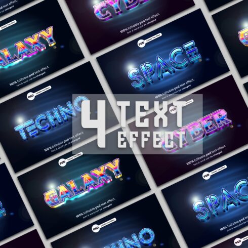 Galaxy techno 3d PSD text effect.cover image.