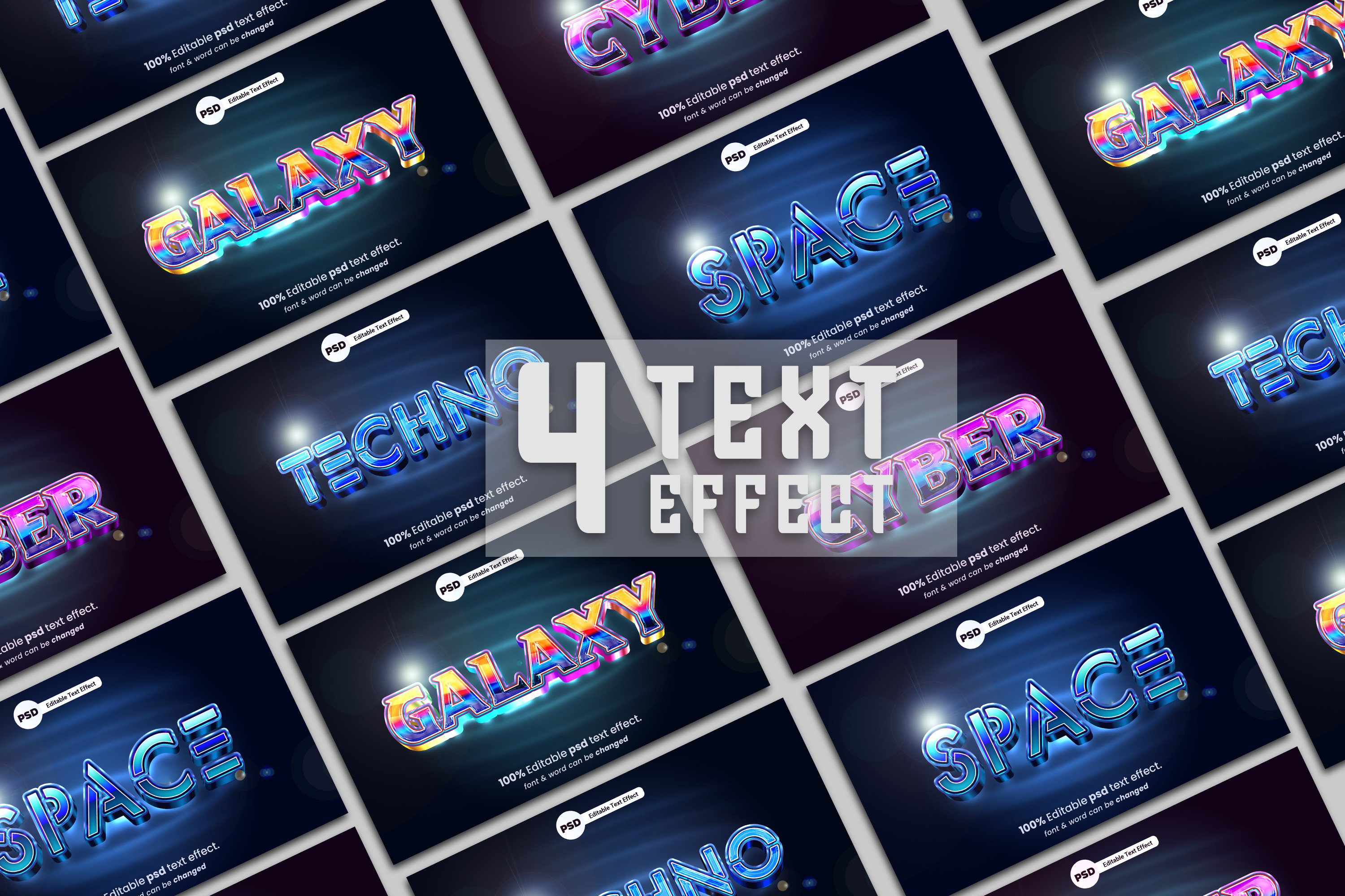 Galaxy techno 3d PSD text effect.cover image.