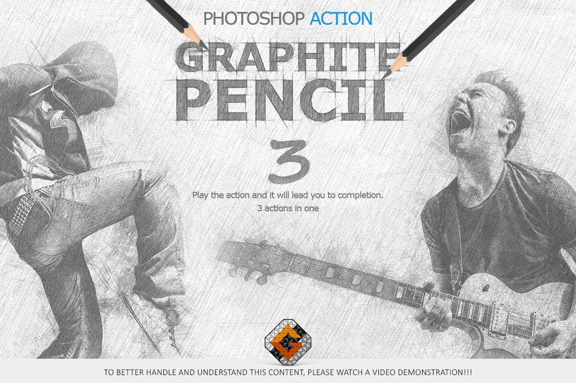Graphite Pencil 3 Photoshop Actionscover image.