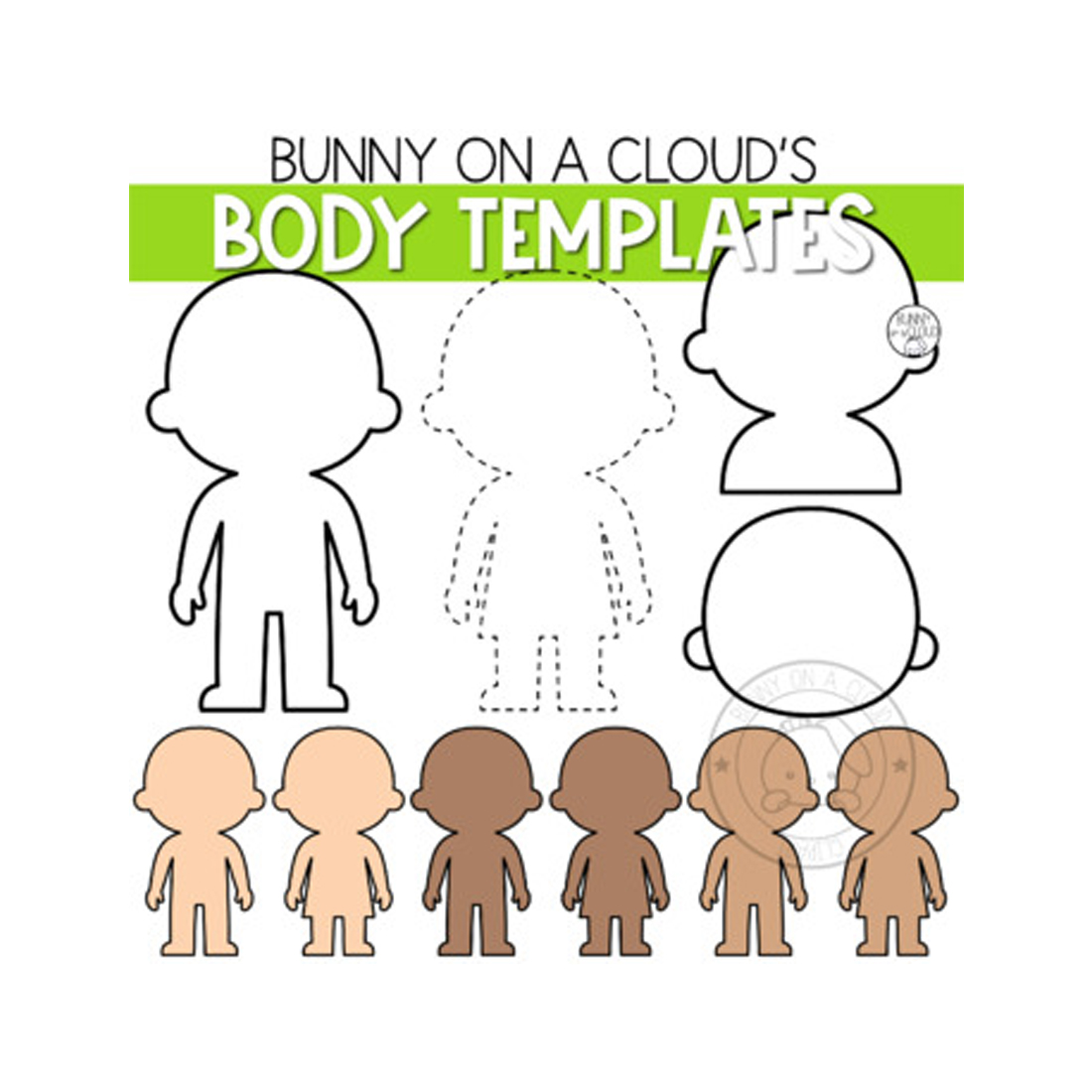 Kids Body Templates Clipart by Bunny On A Cloud cover image.