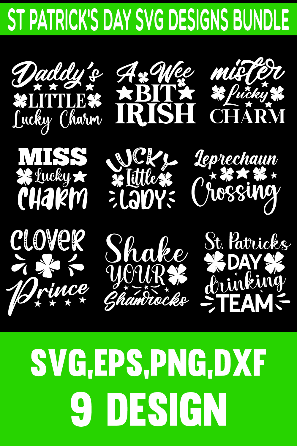 St Patrick\'s day SVG bundle pinterest preview image.