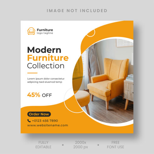 Modern Furniture Collection Social Media Template cover image.